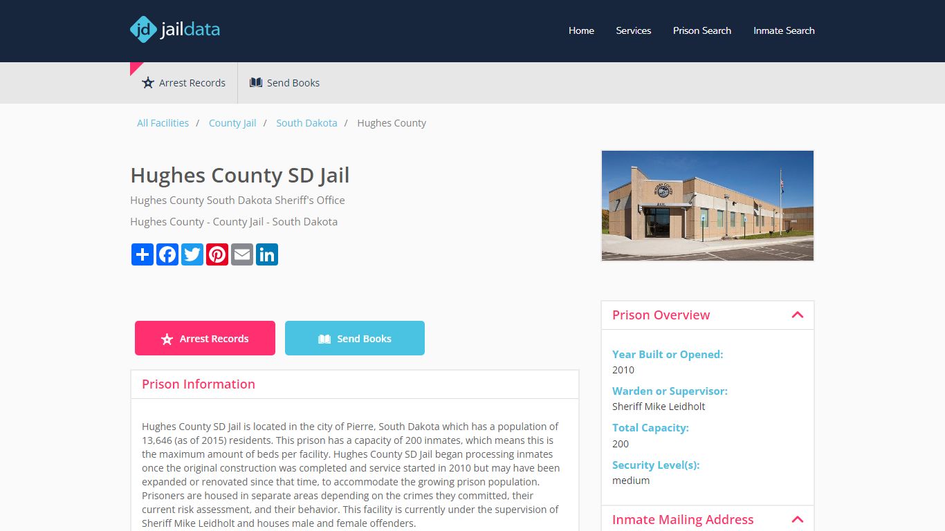 Hughes County SD Jail Inmate Search and Prisoner Info - Pierre, SD